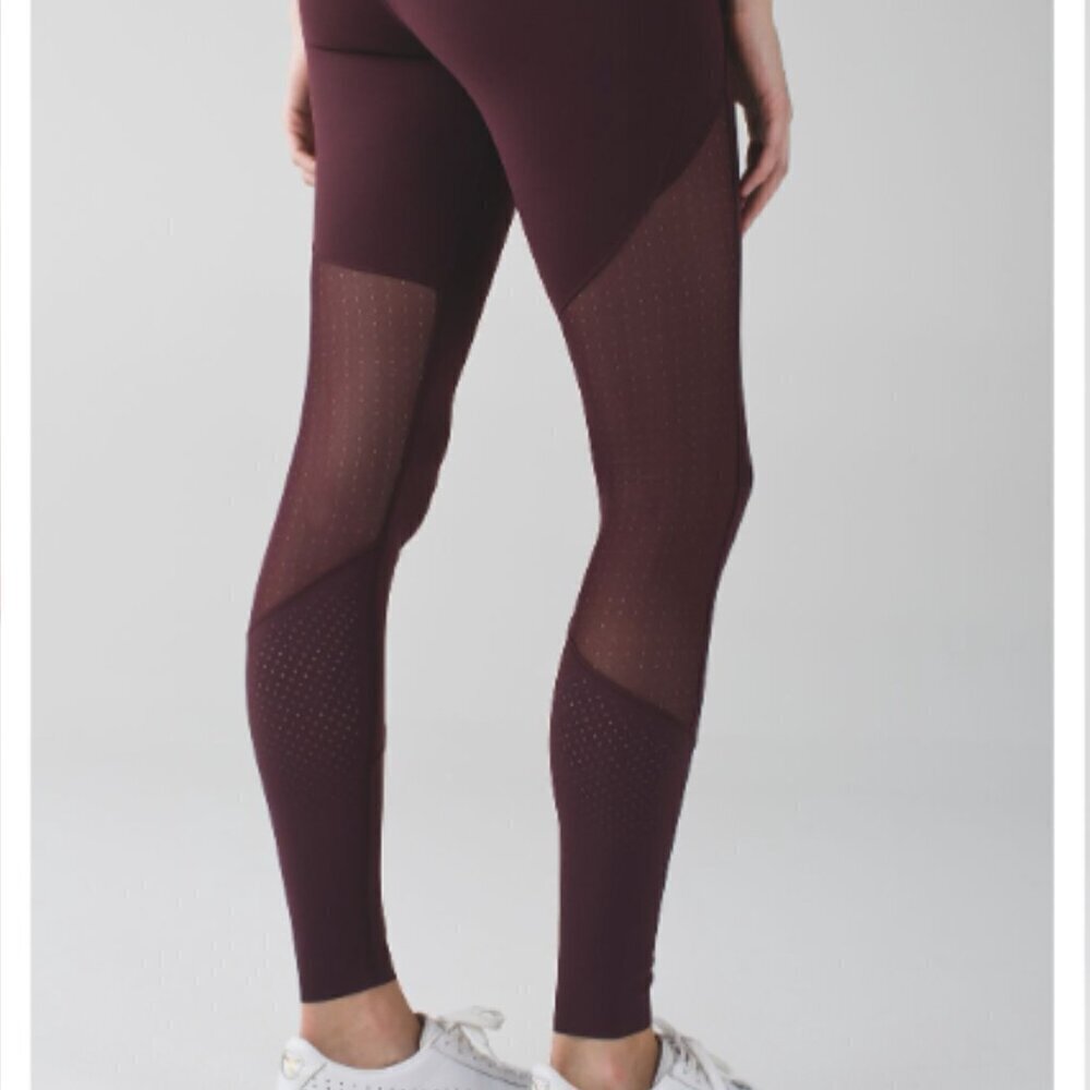 Lululemon Barre Star Leggings Yoga Athleisure Full-On Luon Bordeaux Drama Size 6